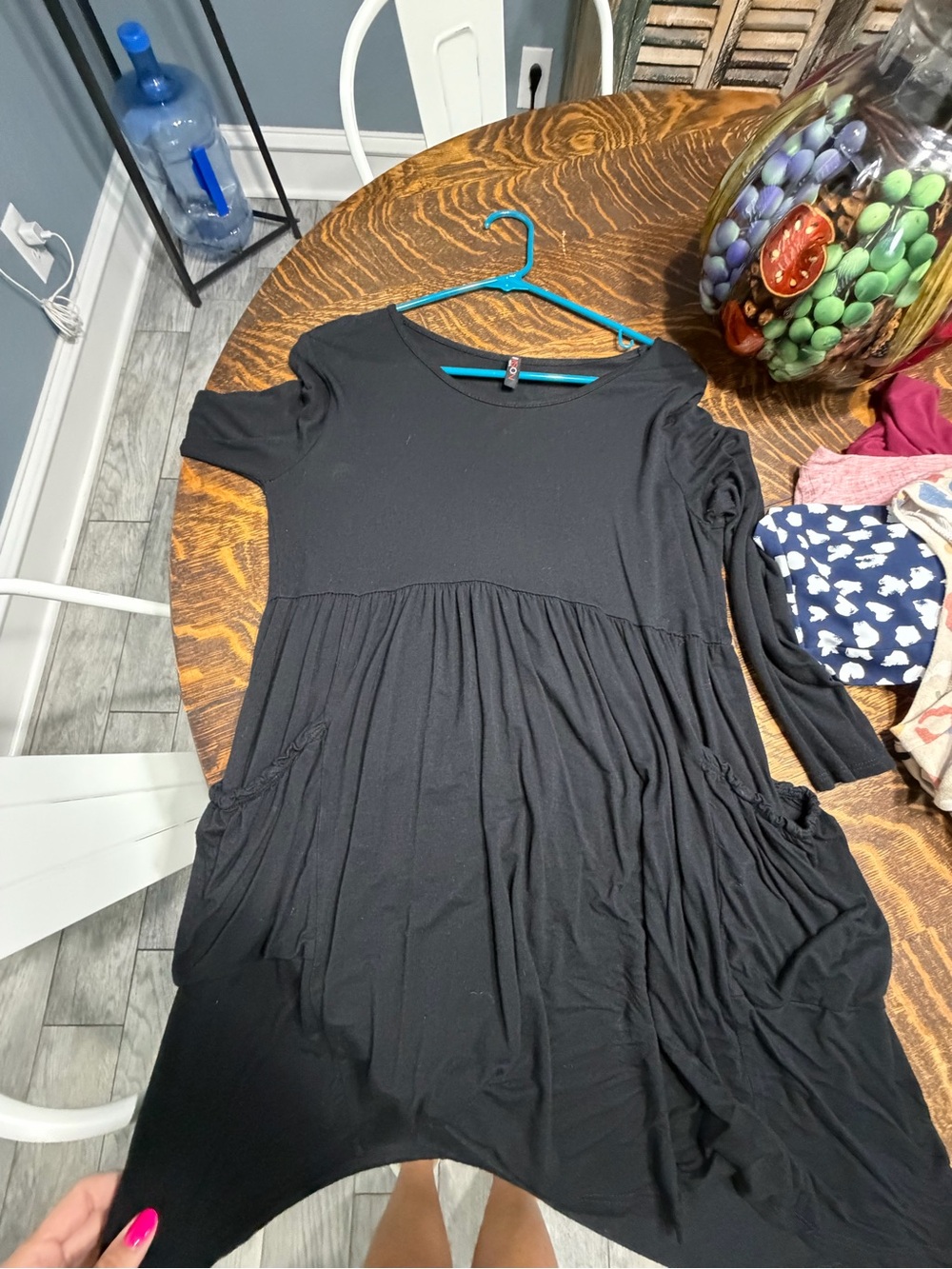 Women’s Black Casual Pocket Midi Shirt